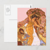 Schöne Jugendstilfrauen mit Iren und Rose Postkarte (Vorne/Hinten)