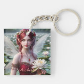 Schöne Juli Fee in Water Lilies Schlüsselanhänger (Rückseite)