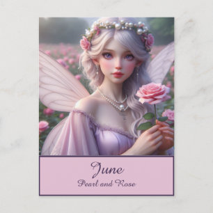 Schöne June Fairy in Rose Postkarte
