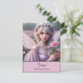 Schöne June Fairy in Rose Postkarte (Stehend Vorderseite)