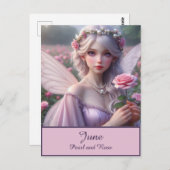 Schöne June Fairy in Rose Postkarte (Vorne/Hinten)