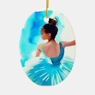 Schöne junge Ballerina in Blue Keramik Ornament