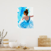 Schöne junge Ballerina in Blue Poster (Küche)