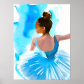 Schöne junge Ballerina in Blue Poster (Vorne)