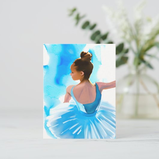 Schöne junge Ballerina in Blue Postkarte (Stehend Vorderseite)