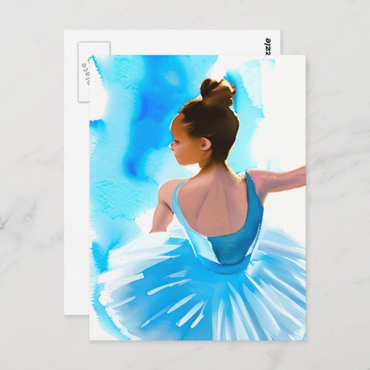 Schöne junge Ballerina in Blue Postkarte (Vorne/Hinten)