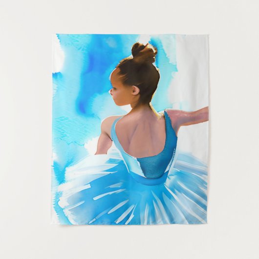 Schöne junge Ballerina in Blue Wandteppich (Vorderseite)