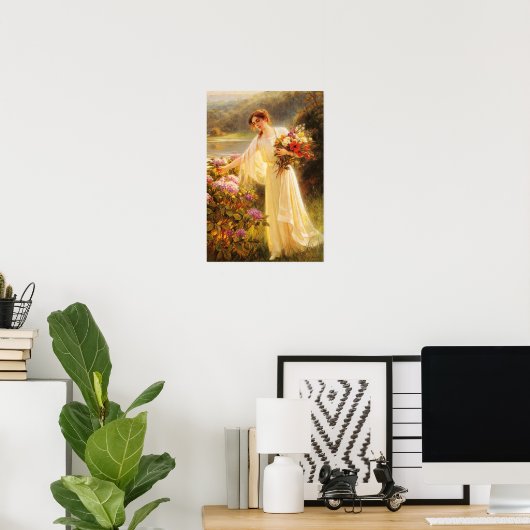 Schöne, junge Dame, Blume, von Albert Lynch, Belle Poster (Heimbüro)