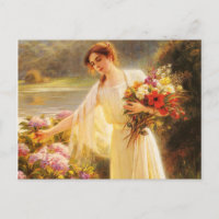 Schöne, junge Dame, Blume, von Albert Lynch, Belle