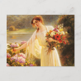 Schöne, junge Dame, Blume, von Albert Lynch, Belle Postkarte