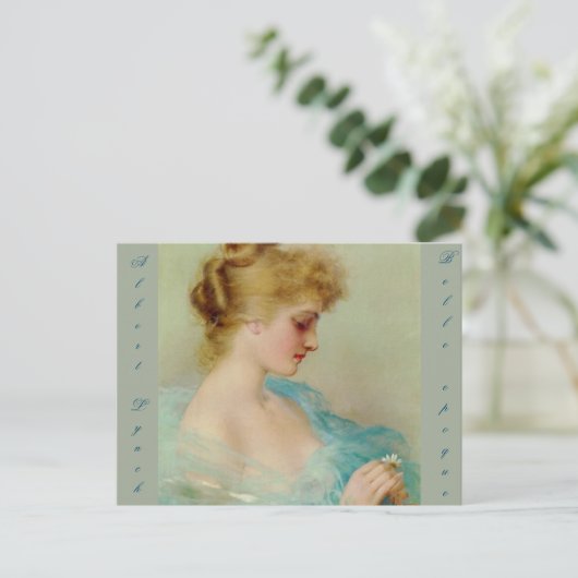 Schöne, junge Dame von Albert Lynch, Belle Epoque, Postkarte (Stehend Vorderseite)
