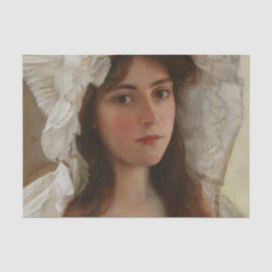 Schöne junge Dame von Albert Lynch, Vintage Kunst Seidenpapier