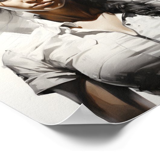 Schöne junge Frau Einzigartige Kunst Poster (Ecke)