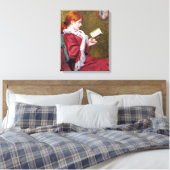 Schöne junge Frau mit rotem Haar, die ein Buch lie Leinwanddruck (Insitu (Schlafzimmer))