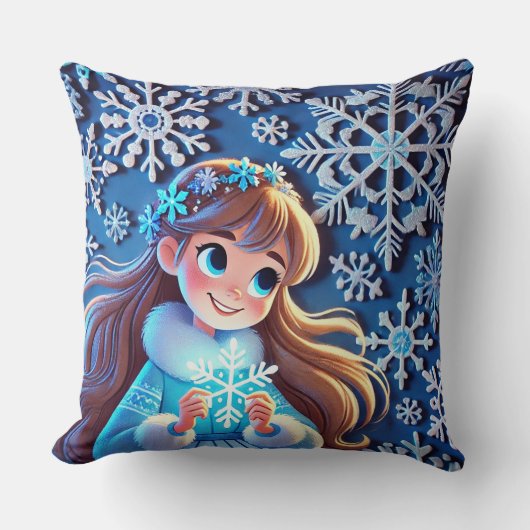 Schöne junge Schneemädchen Kissen (Vorderseite)