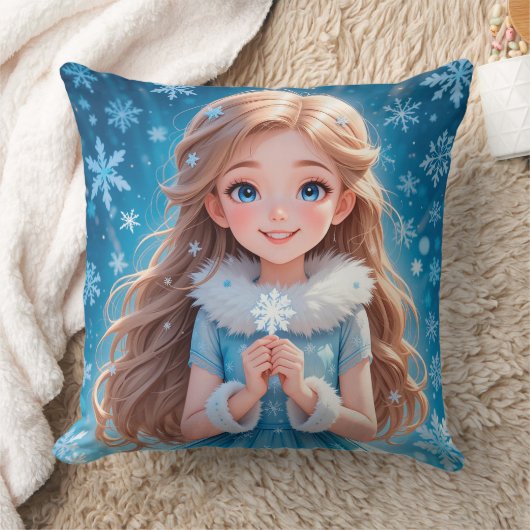 Schöne junge Schneemännin Kissen (Decke)