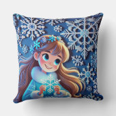 Schöne junge Schneemännin Kissen (Rückseite)