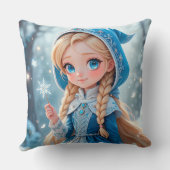 Schöne junge Schneemännin Kissen (Rückseite)