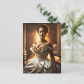 Schöne Jungfrau in einem weißen und goldenen Gewan Postkarte (Stehend Vorderseite)