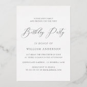 Schöne Jungs 1. Geburtstag Party Foto & Gold Folieneinladung (Rückseite)