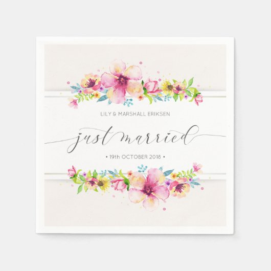 Schöne Just Married Wedding | Serviette (Vorderseite)