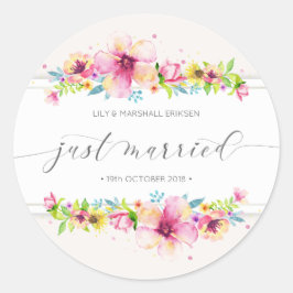 Schöne Just Married Wedding | Siegel Runder Aufkleber