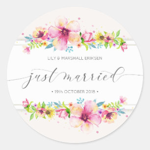 Schöne Just Married Wedding Siegel Runder Aufkleber
