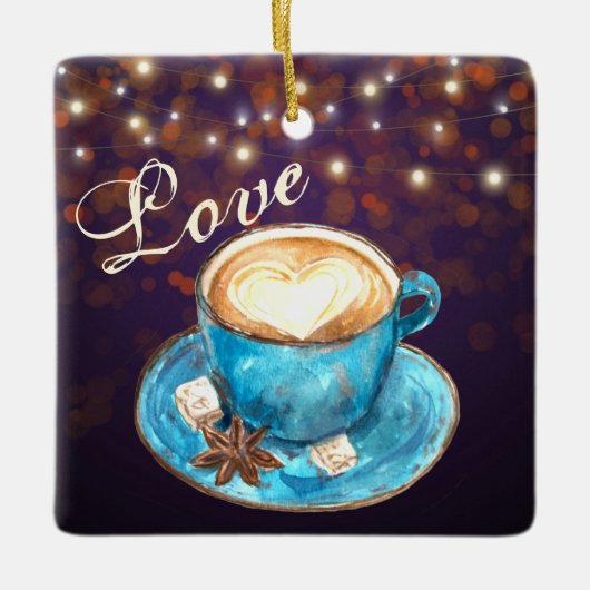 Schöne Kaffee-Liebe Saison Latte Christmas Keramikornament (Vorderseite)