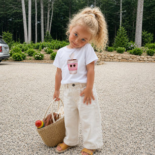 Schöne Kaffeetasse mit großen glitzernden Augen Baby T-shirt