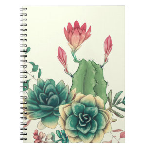 Schöne Kakteen mit Blume Notizblock