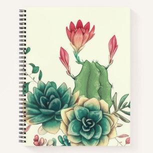 Schöne Kakteen mit Blume Notizblock