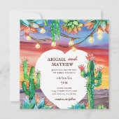 Schöne Kakteen Sunset Heart Wedding Einladung (Vorderseite)