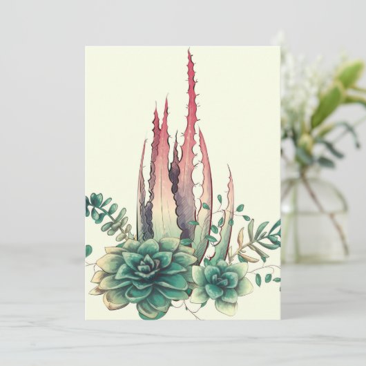 Schöne Kaktus Save The Date (Stehend Vorderseite)