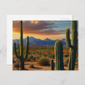Schöne Kaktus-Wüste Postkarte (Vorne/Hinten)