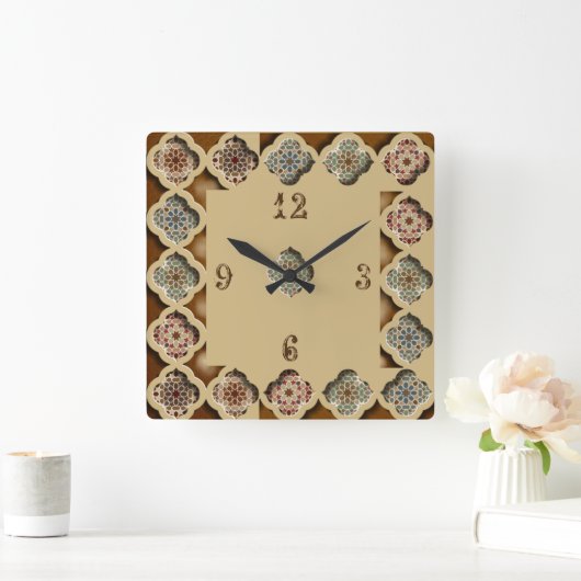 Schöne Kaligraphie Quadratische Wanduhr (Zuhause)