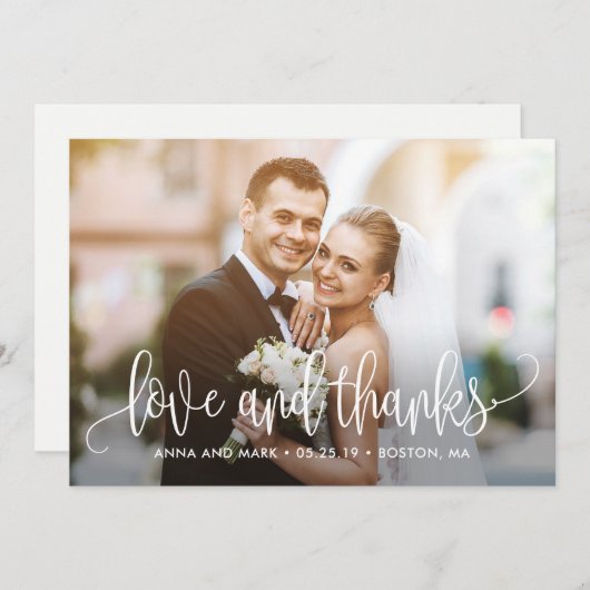 Schöne Kalligrafie EDITABLE FARBE Danke Karte (Vorne/Hinten)