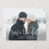 Schöne Kalligrafie-Foto Save the Date-Karte Dankeskarte (Vorderseite)