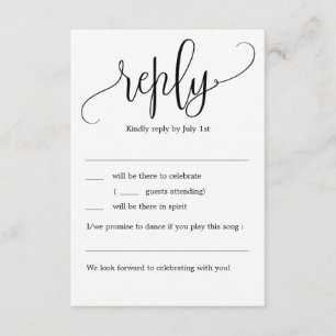Schöne Kalligrafie Hochzeit-Antwort ohne Menü Einladung