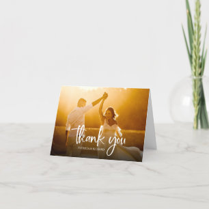 Schöne Kalligrafie-Hochzeit-Danke-Foto Dankeskarte