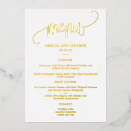 Schöne Kalligrafie REAL FOIL Elegante Menükarte Folieneinladung