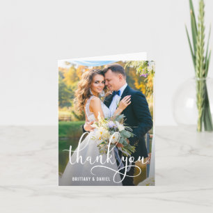 Schöne Kalligrafie Script Wedding Foto Note Dankeskarte