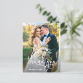Schöne Kalligrafie Script Wedding Vielen Dank Postkarte (Stehend Vorderseite)