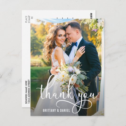 Schöne Kalligrafie Script Wedding Vielen Dank Postkarte (Vorne/Hinten)