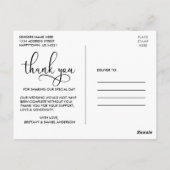 Schöne Kalligrafie Script Wedding Vielen Dank Postkarte (Rückseite)