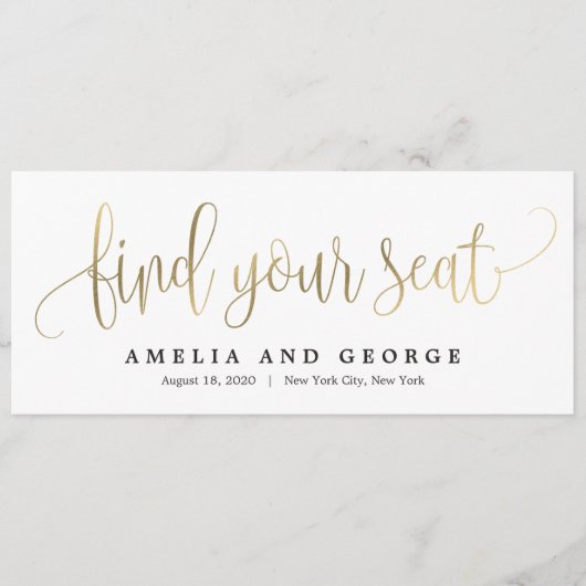 Schöne Kalligrafie Sitzkarte finden Menükarte (Vorderseite)