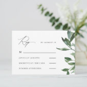 Schöne Kalligrafie und Grüne Wedding Rsvp Karte (Stehend Vorderseite)