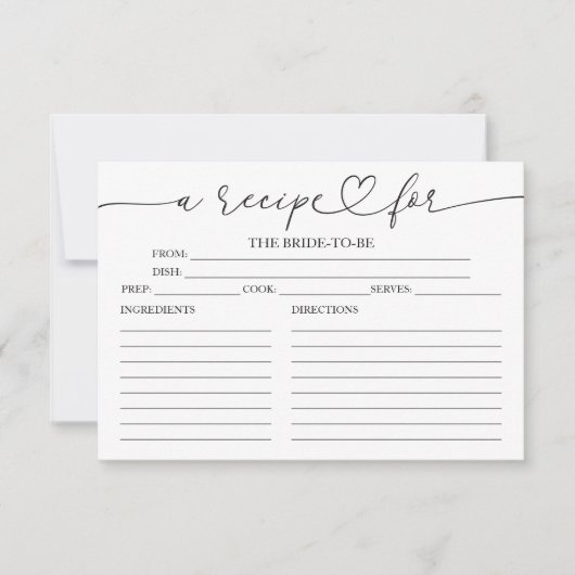 Schöne Kalligraphie Brautparty Rezeptionskarten (Vorderseite)