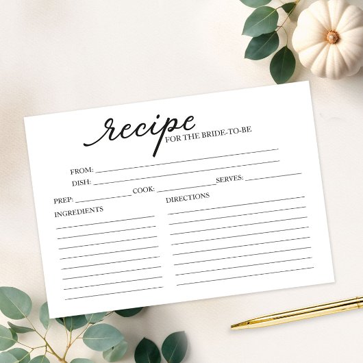 Schöne Kalligraphie Brautparty Rezeptionskarten