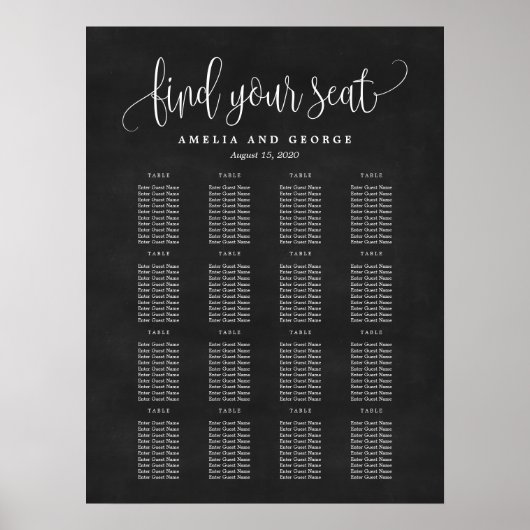 Schöne Kalligraphie-EDITABLE-FARBSeekarte Poster (Vorne)