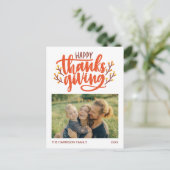 Schöne Kalligraphie Happy Thanksgiving Foto Postkarte (Stehend Vorderseite)